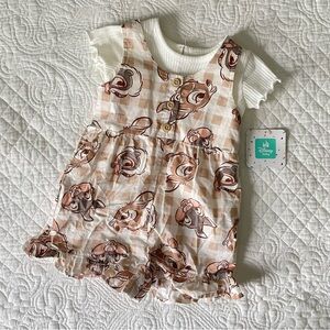 Disney Baby Bambi Outfit Girl 12M Romper+Ruffled Tshirt
